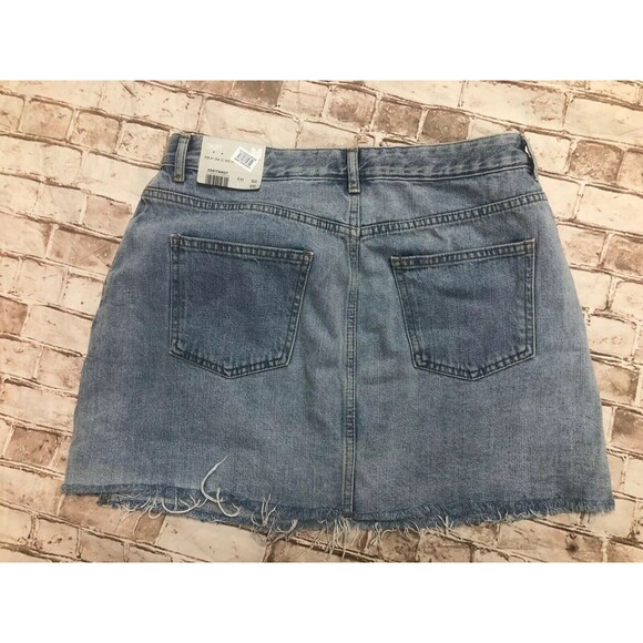 TOPSHOP MOTO jean Skirt 10 Distressed Raw Hem Nordstrom - Picture 2 of 4